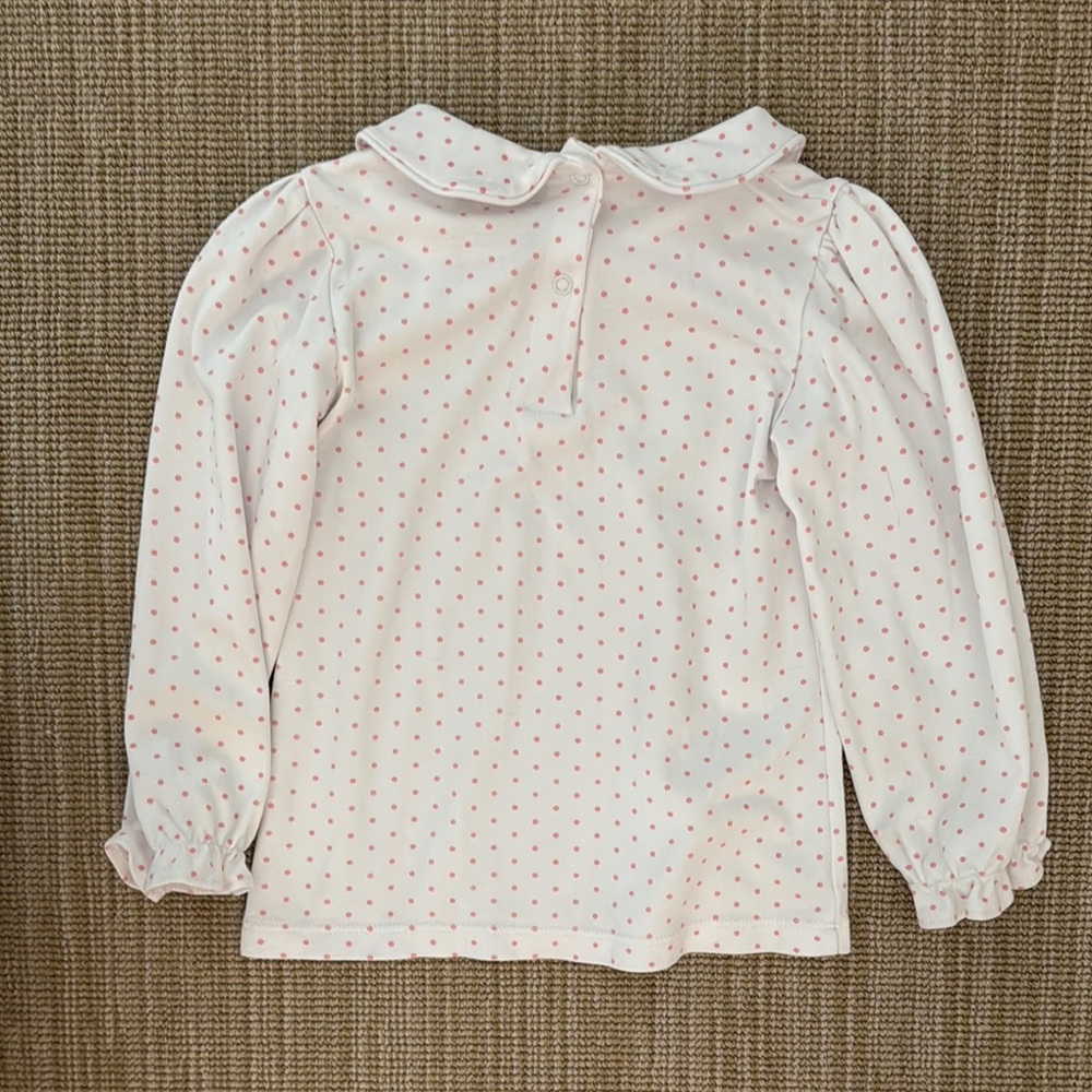 Beaufort Bonnet White and Pink Polka Dot Toddler Peter Pan Collar Shirt - Picture 3 of 3